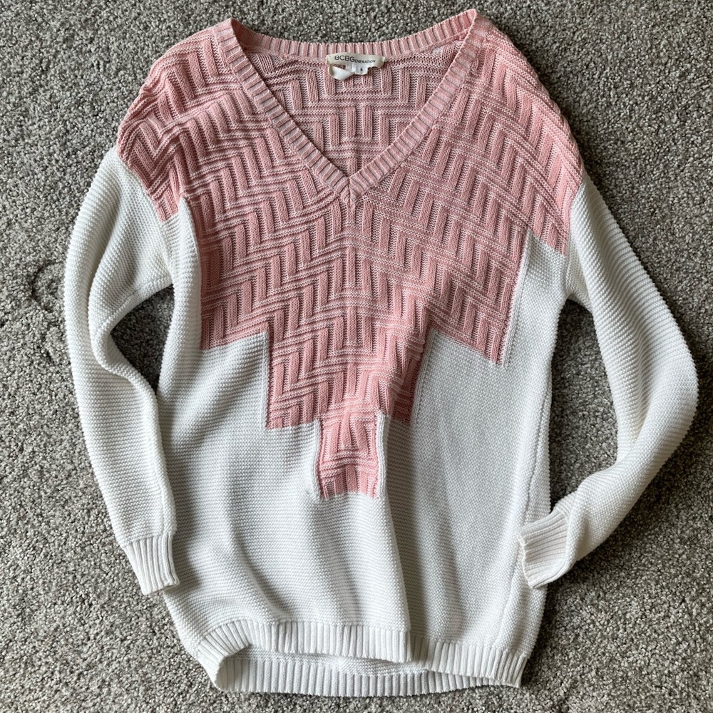 BCBG Aztec color block sweater